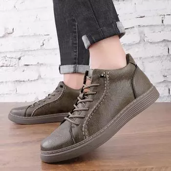 Fashion Latest Trend Lace Up High Cut Oxford Shoes for Men’s High Quality Genuine Leather Casual Shoes 2024 New Outdoor Tnis Masculino 36 хаки