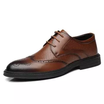 Fashion Leather Casual Designer Shoes Men Hollow Summer Breathable Brock Men s Dress Shoes Fashion Casual Korea Male Wedding Shoe 37