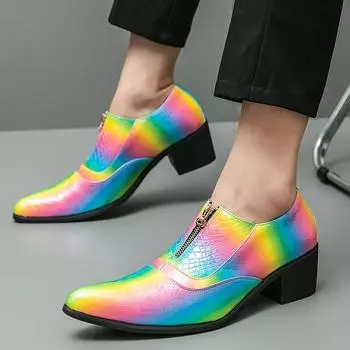 Fashion Leather Fashion Oxfords Shoes Men Pointed Toe Mens Slip on High Heels Shoes Classic Men Footwear Wedding Chelsea Fashion Shoes 39