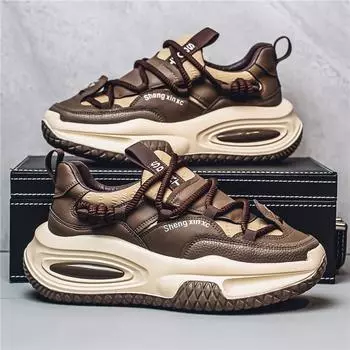 Fashion leather light luxury casual dad shoes autumn and winter new men s shoes casual trend versatile sports low-top trendy shoes 39