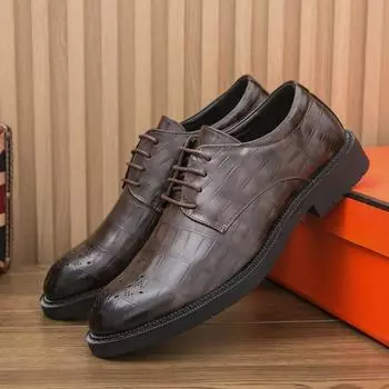 Fashion Leather Men Casual Shoes lace up oxfords Breathable Men Business Shoes Classic Black Flats Men Dress Shoes Moccasins 38 чёрный