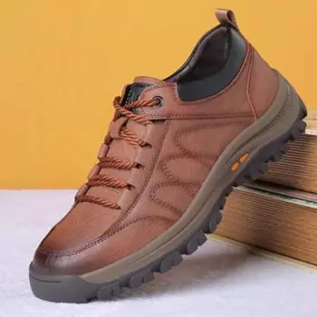 Модная мужская кожаная повседневная обувь Весенние кроссовки на платформе со шнуровкой Дорожная обувь Мужские туфли на плоской подошве в британском стиле Мужские кроссовки Мужская обувь 39 чёрный