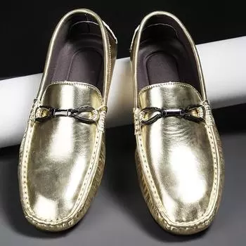 Fashion Leather Men s Casual Shoes Lightweight Comfort Loafers Shoes Luxury Original Boat Shoes for Men Driving Shoes Mocassins 39 золотой