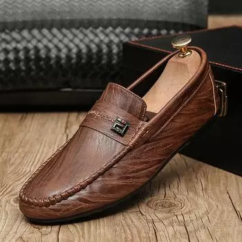 Fashion Leather Men Shoes Casual Breathable Loafers Men PU Leather Moccasins Comfortable Flat Men Shoes Outdoor Walking Footwear 7 белый