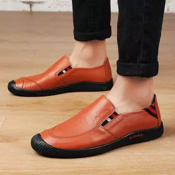 Модные кожаные туфли мужские кожаные дышащие мягкие кожаные туфли с мягкой подошвой мужские деловые повседневные кожаные туфли первый слой коровьей кожи 38