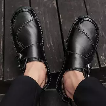 Fashion Leather Shoes Men s Shoes 2024 New Fashion Leather Comfortable Casual Shoes Driving Shoes Hand-sewn Men s Shoes Leather Shoes 38