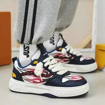 Fashion Leather Thick Sole Men s Breadboard Shoes Spring Youth Student Low Top Sports Shoes Outdoor Running Anti Slip Casual Shoes 2024 39 белый