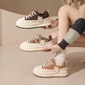 Модные повседневные кроссовки из кожи с леопардовым принтом для женщин, дизайнерские спортивные женские кроссовки на платформе Zapatos De Mujer 35