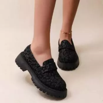 Модные леопардовые туфли-лоферы женская обувь дизайнерская повседневная замшевая обувь на платформе Gommino женская обувь осень большой размер 43 платье Chaussure Femme 36 чёрный