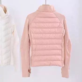 FASHION Light and thin down women s short outdoor 2024 new winter goose down liner yoga body sculpting sports trendy Clothes S чёрный