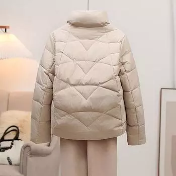 FASHION light and thin down women s short 2024 winter new Korean version stand-up collar small white duck down fashion warm Clothes M чёрный