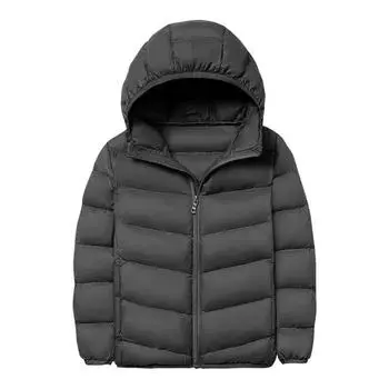 FASHION Light Детская пуховая куртка для мальчиков и девочек 2024 года, новая легкая и тонкая куртка с капюшоном 90% белого утиного пуха, термокуртка и зимняя куртка, одежда 90 чёрный