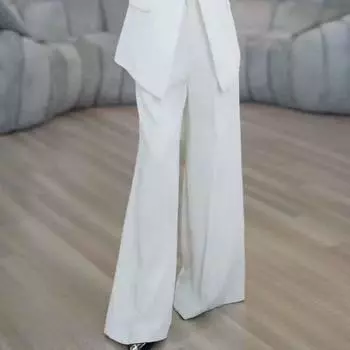 Fashion Light Wide Leg Pants Two-Piece Suit White [single pants]] L