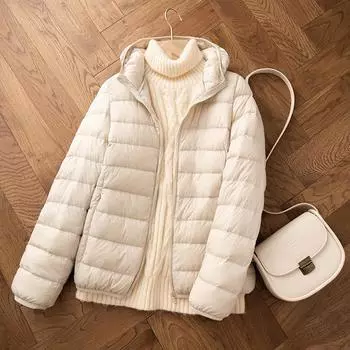 FASHION Lightthin white duck down women s 2024 new winter women s warm short 90 down thin winter clothing Clothes M светло-зеленый