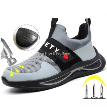 Fashion Lightweight Safety Shoes Men Steel Toe Sneaker Breathable Construction Work Shoes Male Puncture Proof Safety Boots Man Work Boot 36
