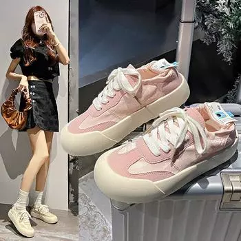 Fashion Lightweight Thick Sole Heightened Dad Shoes Women s Sneakers Outdoor Lace Up Training Shoes for women platform shoes 35 бежевый