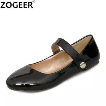 Fashion Loafer Women Flats Patent Leather Black Blue Red Nude Round Toe Mary Janes Shoes Casual Flat Shoes Woman Large Size 48 35 красный