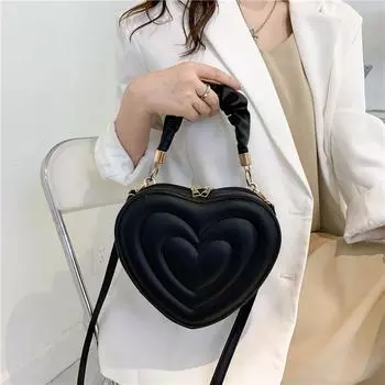 Fashion Love Heart Shape Shoulder Bag Small Handbags Designer Crossbody Bags For Women Solid PU Leather Top Handle Bag 22x19x8cm