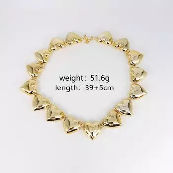 Fashion Love Splicing Peach Heart Necklace Exaggerated Fashion Jewelry Necklace Exaggerated Love Necklace