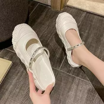 Fashion Low Heel White Woman Slippers Jewels Outside Summer Shoes for Women 2024 Sandals Rhenstone Mules Crystals Non Slip Trend Slides 36