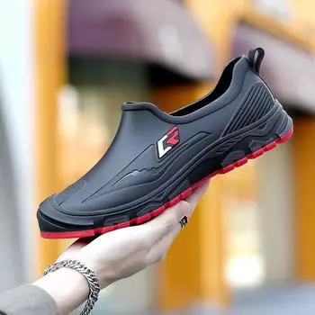 Fashion low-top shallow-mouth men s rain shoes men s one-pedal non-slip water shoes rubber shoes rainy day outdoor versatile men s wading shoes 39