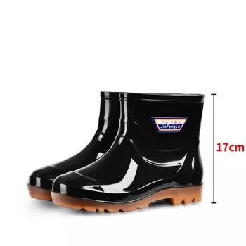 Fashion low tube rain shoes men s cotton plus flat mouth medium and low top rain boots men s thermal rubber shoes non-slip water shoes men 39