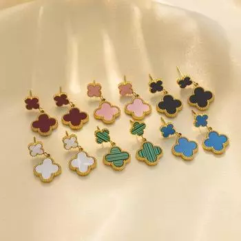 Модные серьги с четырьмя листочками клевера на удачу, новые серьги с нишевым дизайном, простой и универсальный характер, высококачественные женские серьги