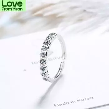 Модные роскошные кольца из стерлингового серебра 925 пробы с цирконием, обручальные кольца для женщин Jz161 Resizable