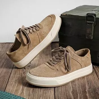 Fashion Luxury Brand Men Casual Leather Flat Designer Shoes 2024 New Genuine Leather Antiskid Walking Shoes 2024New Tenis Masculino Shoe 38 хаки