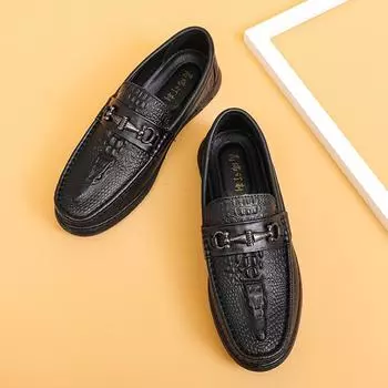 Fashion Luxury Brand Men Loafers Moccasins Breathable Slip on Black Driving Shoes Genuine Leather Men Casual Shoes All-match Men Loafers 38 чёрный