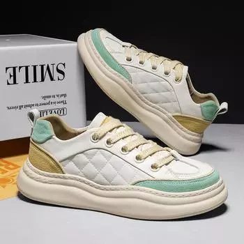 Fashion Luxury Brand Sneakers Lace Up Mens Fashion Shoes Genuine Leather Men Comfortable Casual Shoes New Non-Slip Male Skateboard Flats 38 коричневый