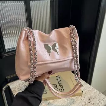 Fashion Luxury Design PU Leather Women Shoulder Bag Female Butterfly Decoration Crossbody Bag Spring and Summer Ladies Brand Bag