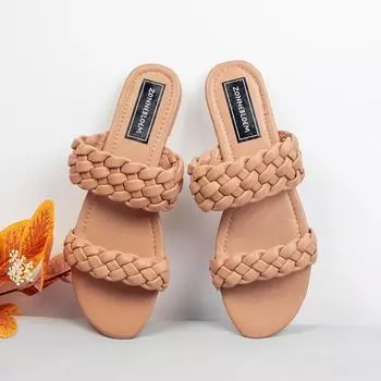 fashion Luxury Designer Shoes Woman Flat Sandals 2024 Summer for Women Outside Slides High Quality Fashion Double Weave Casual 37 чёрный
