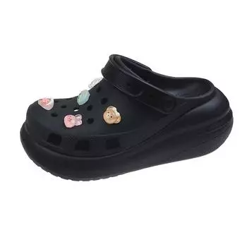 Fashion Luxury Designer Summer Women Sandals Light EVA Casual Shoes Clogs Garden Beach Flat Slippers DIY Cartoon Shoe Flower Decoration 35 бежевый