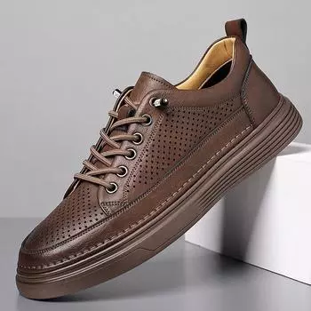 Модные роскошные кожаные мужские кроссовки с толстой полой подошвой, дизайнерские легкие туфли с мягкой подошвой для скейтбординга, мужские модные повседневные туфли для мужчин 38