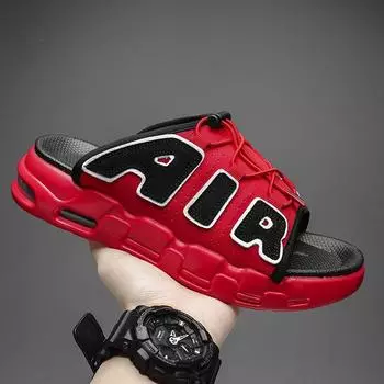 Fashion Luxury Men s Slippers Fashion Casual Sport Slippers Air Cushion Thick Sole Slippers for Men Summer Beach Sandals Designer Slides 39 красный