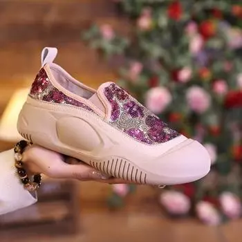 Fashion Luxury New Soft Sole Soft Surface Comfortable Anti slip Women s Casual Shoes 2024 Lightweight Running and Sports Shoes sneakers 35 красный