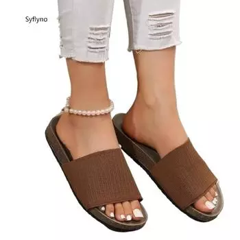 Fashion Luxury Retro Sandals Women s Flat Slippers Open Toe Non-Slip Outdoor Slippers Women s Beach Shoes Size 35-43 35 чёрный