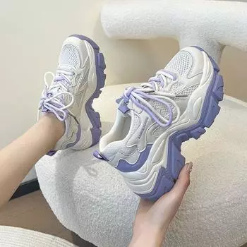 Fashion Luxury Thick Sole Heightened Dad Shoes for Women 2024 New Korean Breathable Mesh Sports and Casual Shoes Running Shoes sneakers 35 хаки