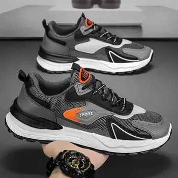 Fashion Luxury Trendy Men Air-cushion Running Shoes Spring Mesh Breathable Anti-odor Sneakers Outdoor Non Slip Training Shoes Zapatillas 39 серый