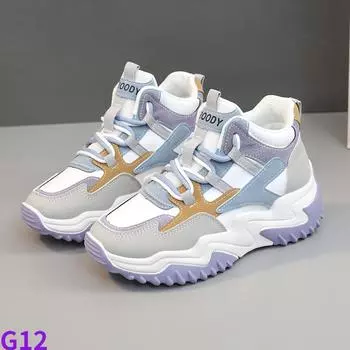 fashion Luxury Women s Shoes 2024 High Top Korean Edition Female Student Thick Sole Elevated Sports Shoes Board Shoes Casual Shoes 35 чёрный