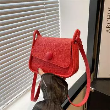 Fashion lychee pattern saddle bag women s 2024 Korean version of simple and versatile shoulder bag texture trend casual women s bag чёрный