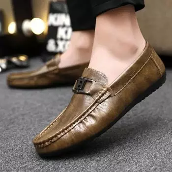 Fashion Male Casual Shoe New In Fashion 2024 Men s Leather Shoes Cowhide Social Cheap Clearance Korean Style Delivery Footwear Offer Pu 39