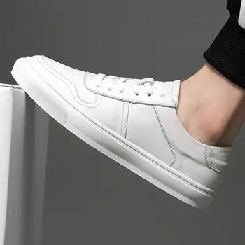 Fashion Male Comfortable Walking Shoe All-match Vintage Mens Sneakers Breathable Men Casual Footwear Genuine Leather Skate Shoes Men 37 чёрный