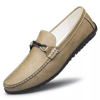 Fashion Male Loafers Genuine Leather Business Shoes Brand Men s Casual Shoes Comfortable Soft Sole Men s Business Formal Shoes Footwear 37 чёрный