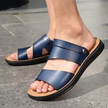 Модные мужские роскошные сандалии мужские кожаные классические мужские тапочки пляжная обувь удобные прогулочные римские сандалии уличные мужские туфли без застежек 39 светло-коричневого