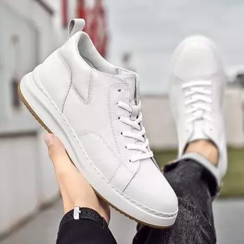 Fashion Male Shoes New Trendy All-match Basic Boots High Top Sneakers Warm Plush Fur Shoes Genuine Leather Men s Walking Ankle Boots 37