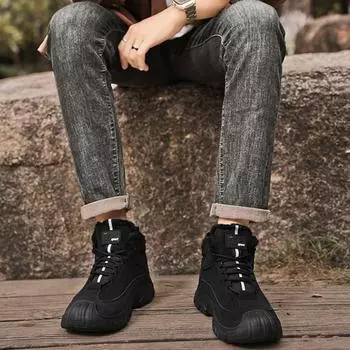 Fashion Male Winter Shoes New in Anti Slip Warm Cold Proof Thick Plush Footwear Sale Fur Original Deals Casual Brands Men s Snow Boots 39