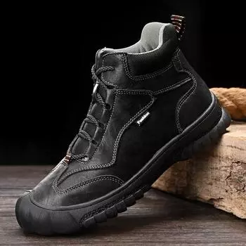 Fashion Man Shoe New Hiking Men s Boots Luxury Brand Outdoor Shoes Men Genuine Leather Climbing Ankle Boot Warm Plush Fur Winter Boots 38