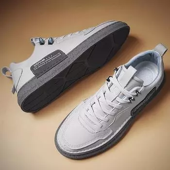 Fashion Man Shoes Genuine Leather Casual Shoes Spring/AutumnNew Men s Casual Board Shoes Sports Versatile Sneakers Designer Shoes Men 39 белый